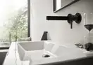 Смеситель для раковины настенный Hansgrohe Finoris (цвет - чёрный матовый), излив 165 мм (76051670) фото 2 Aquada.com.ua
