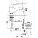 Смеситель для раковины Paffoni Apollo 3 (цвет - хром), с донным клапаном (APM3075CR)