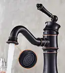 Смеситель для раковины (умывальника) REA VINTAGE OLD BLACK черный низкий (REA-B0226)