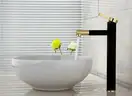 Змішувач для раковини (умивальника) REA SMART BLACK+GOLD чорний/золотий високий (REA-B7402)