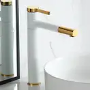 Змішувач для раковини (умивальника) REA SMART WHITE GOLD білий/золотий високий (REA-B8400)