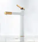 Змішувач для раковини (умивальника) REA SMART WHITE GOLD білий/золотий високий (REA-B8400)