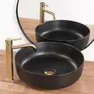 Смеситель для раковины (умывальника) REA GUSTO ONE LIGHT GOLD черный высокий (REA-B8405)