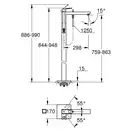 Смеситель для ванны напольный Grohe Eurocube (цвет - тёмный графит, матовый), с душевым гарнитуром (23672AL1) фото 5 Aquada.com.ua