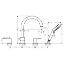 Смеситель на борт ванны Hansgrohe Vernis Shape (цвет - хром), с душевым гарнитуром (71459000) фото 2 Aquada.com.ua