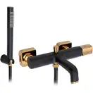 Смеситель для ванны и душа REA SALTO BLACK ROSE GOLD настенный с изливом (REA-B6352)