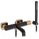 Смеситель для ванны и душа REA SALTO BLACK ROSE GOLD настенный с изливом (REA-B6352)