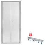 Набор Qtap дверь в нишу Gemini CRM209.C6 90х190 см, стекло Clear 6 мм, покрытие CalcLess + трап линейный Dry FB304-600 с сухим затвором и нержавеющей решеткой 600х73 мм (QTDRYFB304600GEMCRM209C6)