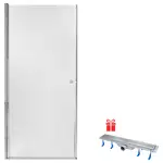 Набор Qtap дверь в нишу Presto CRM208.P5 80х185 см, стекло Pear 5 мм + трап линейный Dry FB304-600 линейный с сухим затвором и нержавеющей решеткой 600х73 мм (QTDRYFB304600PRECRM208P5)