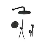 Душевая система скрытого монтажа Paffoni Shower Ø 225 мм + гигиенический душ Paffoni Tweet Round Mix (цвет - чёрный матовый) (KITLIG018NO+ZDUP110NO)