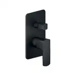 Вбудовуваний одноважільний змішувач VV103100BM Acquaviva Velvet Black на 2 виходи, зовнішня частина і перемикач, чорний мат, виход Nobili ІТАЛІЯ