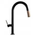 Смеситель для раковины (умывальника) REA APOLLO BLACK/ROSE GOLD черный / розовое золото высокий (REA-B9601)