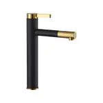 Змішувач для раковини (умивальника) REA SMART BLACK+GOLD чорний/золотий високий (REA-B7402)