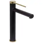 Смеситель для раковины (умывальника) REA GRIP BLACK GOLD высокий черный с золотой вставкой (REA-B9400)