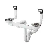 Сифон з переливом для мийки Hansgrohe D15-10 на 2 чаші, сталевий (43922800)