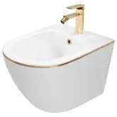 Подвесное биде REA CARLO MINI WHITE GOLD EDGE белое (REA-C6990)