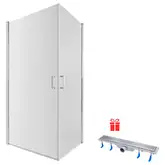 Набор Qtap душевая кабина Gemini CRM1018RC6 100х80 см, стекло Clear 6 мм + трап линейный Dry FB304-600 с сухим затвором и нержавеющей решеткой 600х73 мм (QTDRYFB304600GEMCRM1018RC6)