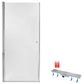 Набор Qtap дверь в нишу Presto CRM208.P5 80х185 см, стекло Pear 5 мм + трап линейный Dry FB304-600 линейный с сухим затвором и нержавеющей решеткой 600х73 мм (QTDRYFB304600PRECRM208P5)