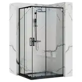 Душова Кабіна REA Punto Чорний 80x100 + Душовий Піддон Savoy Чорний KPL-4806-4087