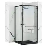Душова Кабіна REA Space In Чорний 90x90 + Душовий Піддон Чорний Savoy KPL-8881-4803