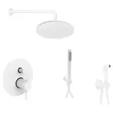 Душевая система скрытого монтажа Paffoni Shower Ø 225 мм + гигиенический душ Paffoni Tweet Round Mix (цвет - белый матовый) (KITLIG015BO+ZDUP110BO)