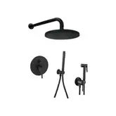Душевая система скрытого монтажа Paffoni Shower Ø 225 мм + гигиенический душ Paffoni Tweet Round Mix (цвет - чёрный матовый) (KITLIG015NO+ZDUP110NO)