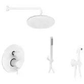 Душевая система скрытого монтажа Paffoni Shower Ø 225 мм + гигиенический душ Paffoni Tweet Round Mix (цвет - белый матовый) (KITLIG018BO+ZDUP110BO)