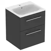 Тумба с раковиной Geberit Selnova Square slim rim 55 см, лава матовая (501.233.00.1)