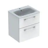 Geberit SELNOVA Square комплект: умывальник встроенный Slim Rim, с тумбой 58,8*50,2см, с 2мя ящиками, цвет белый глянец (501.236.00.1)