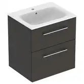 Тумба с раковиной Geberit Selnova Square slim rim 60 см, лава матовая (501.237.00.1)