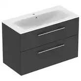 Тумба с раковиной Geberit Selnova Square slim rim 100 см, лава матовая (501.245.00.1)