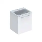 Geberit SELNOVA SQUARE комплект: умывальник встроенный Slim Rim, с тумбой 53,8*50,2см, с 1й дверью, белый глянец (501.248.00.1)