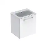 Geberit SELNOVA SQUARE комплект: умывальник встроенный Slim Rim, с тумбой 58,8*50,2см, с 1й дверью, белый глянец (501.252.00.1)