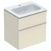 Тумба с раковиной Geberit iCon slim rim 60 см, корпус и фасад - песочно-серый глянец / ручки - песочно-серый глянец 502.335.JL.1