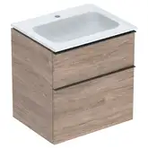 Тумба с раковиной Geberit iCon slim rim 60 см, корпус и фасад - орех тёмный / ручки - лава мат 502.335.JR.1