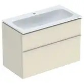 Тумба с раковиной Geberit iCon slim rim 90 см, корпус и фасад - песочно-серый глянец / ручки - песочно-серый глянец 502.337.JL.1