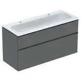 Тумба с раковиной Geberit iCon slim rim 120 см, корпус и фасад - лава мат / ручки - лава мат 502.338.JK.1
