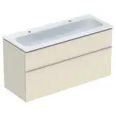 Тумба с раковиной Geberit iCon slim rim 120 см, корпус и фасад - песочно-серый глянец / ручки - песочно-серый глянец 502.338.JL.1