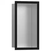 Настенная ниша из матовой нержавеющей стали с дизайнерской рамкой Hansgrohe XtraStoris Individual 30 х 15 х 10 см, чёрный матовый (56094670)