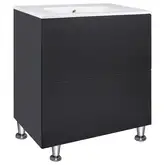 Комплект Qtap Tern 700х725х437 Matt black тумба напольная + раковина врезная, с полотенцедержателем QT1771TNЛ7023070CG (QT1771TNL7023070CMB)