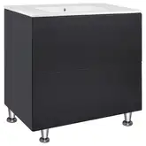 Комплект Qtap Tern 800х725х437 Matt black тумба напольная + раковина врезная, с полотенцедержателем QT1771TNЛ8023080CG (QT1771TNL8023080CMB)
