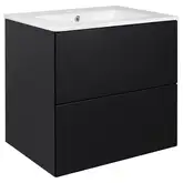 Комплект Qtap Tern 600х580х437 Matt black тумба напольная + раковина врезная, с полотенцедержателем QT1772TPЛ6023060CG (QT1772TPL6023060CMB)