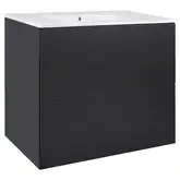 Комплект Qtap Tern 700х580х437 Matt black тумба напольная + раковина врезная, с полотенцедержателем QT1772TPЛ7023070CG (QT1772TPL7023070CMB)