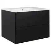Комплект Qtap Tern 800х580х437 Matt black тумба напольная + раковина врезная, с полотенцедержателем QT1772TPЛ8023080CG (QT1772TPL8023080CMB)