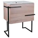 Комплект Qtap Taurus 700х800х437 Whitish oak тумба напольная + раковина врезная QT2471TNT703WO