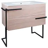 Комплект Qtap Taurus 800х800х437 Whitish oak тумба напольная + раковина врезная QT2471TNT803WO