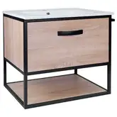 Комплект Qtap Taurus 600х580х437 Whitish oak тумба подвесная + раковина врезная QT2472TPT603WO