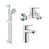 Набор смесителей для ванны 3-в-1 Grohe Bau Edge S (цвет - хром) (123265S)