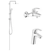 Набор смесителей для ванны 3-в-1 Grohe Eurosmart (цвет - хром) (123389М)