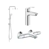 Набір змішувачів для ванни та душу з Grohe Eurosmart New + Grohtherm 1000, хром (UA34102TS0)